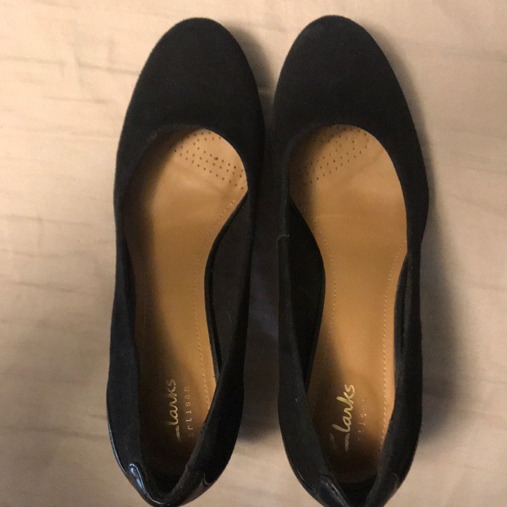 New black leather and suede Clark’s artisan heels